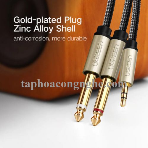 Ugreen 40798 15M Màu Đen Cáp âm thanh 2 đầu 6.5mm dương sang 3.5mm dương cao cấp AV126 30040798